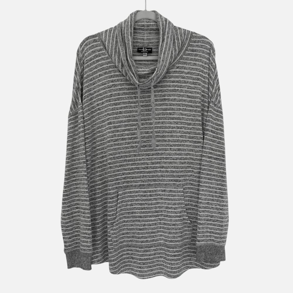 Boxercraft Grey Striped Cowl Neck Sweatshirt